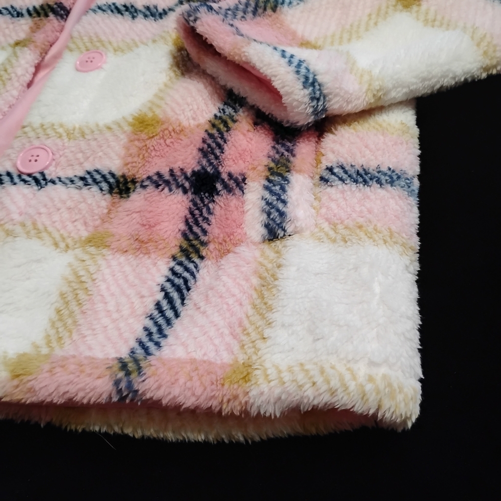 💕NEW! Fleece Plush Pink Plaid Shacket Shirt Jacket Button Down Lined Thick Warm - Picture 7 of 10